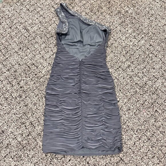 Bee Darlin Grey Beaded Dress Rhinestone Formal Cocktail party prom y2k 90s retro - Picture 2 of 14